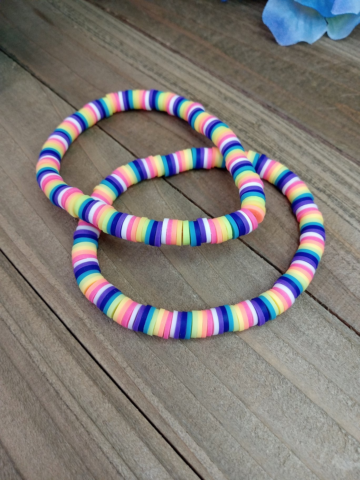 Clay Bead Bracelet - Bright Rainbow