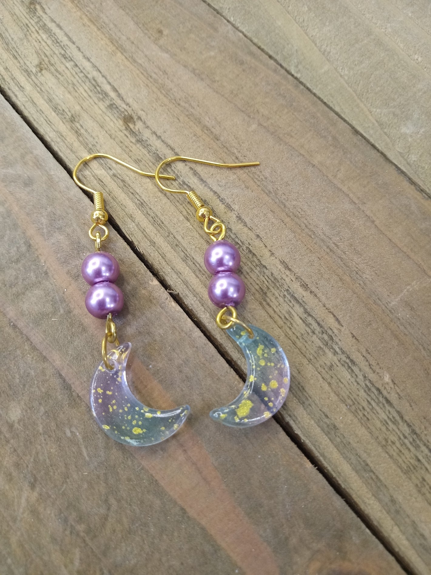 Earrings - Purple Pearly Moons