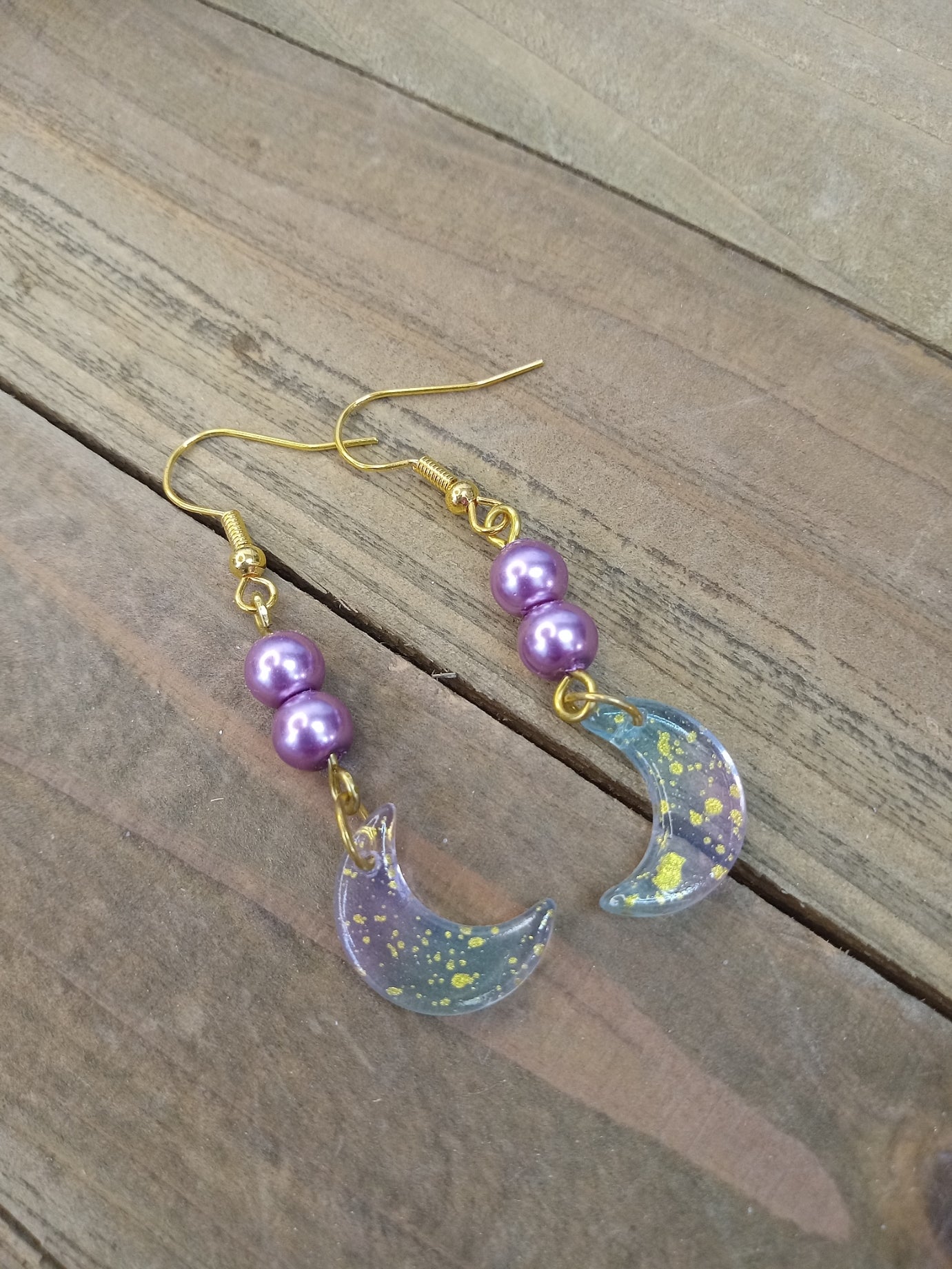 Earrings - Purple Pearly Moons