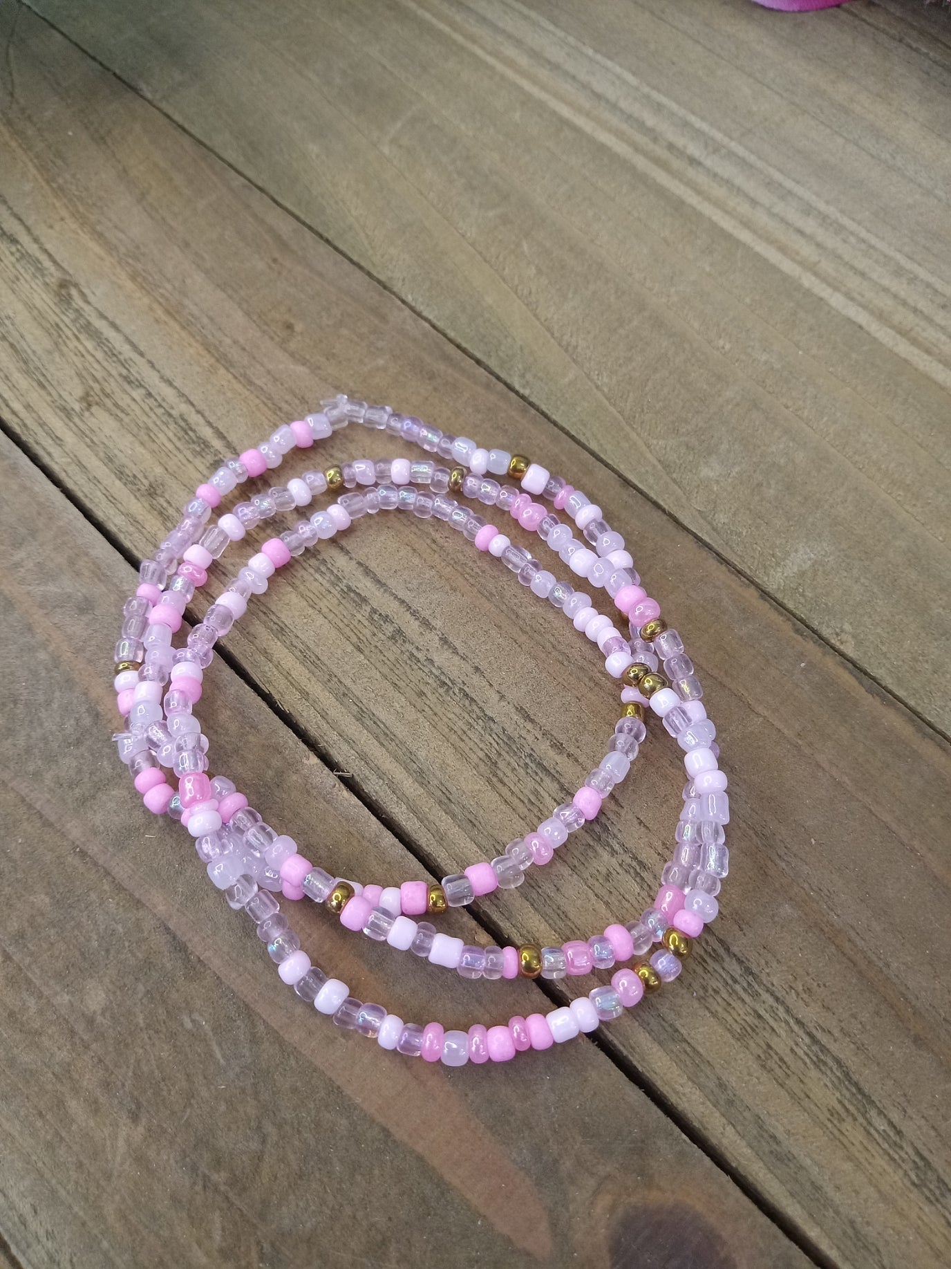 Seed Bead Bracelet Stack - Preppy Pink - Set of 3