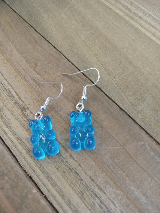 Earrings - Candy Bears - Aqua Blue