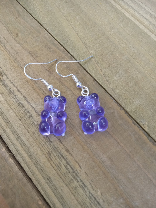 Earrings - Candy Bears - Purple