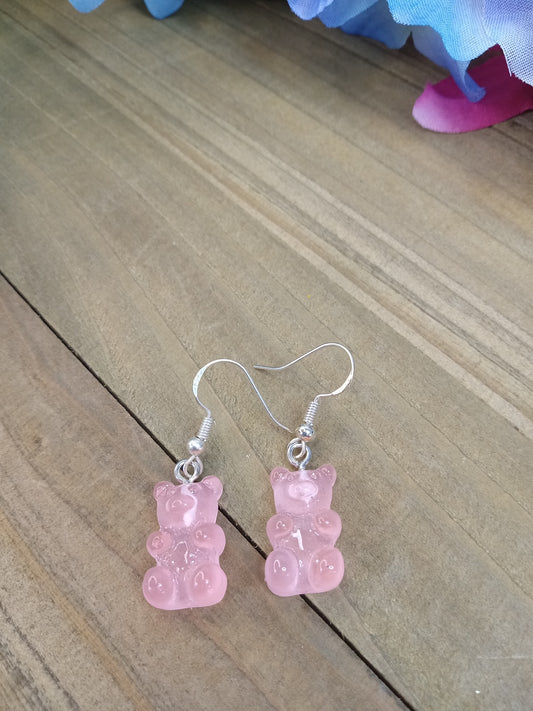 Earrings - Candy Bears - Glitter Light Pink