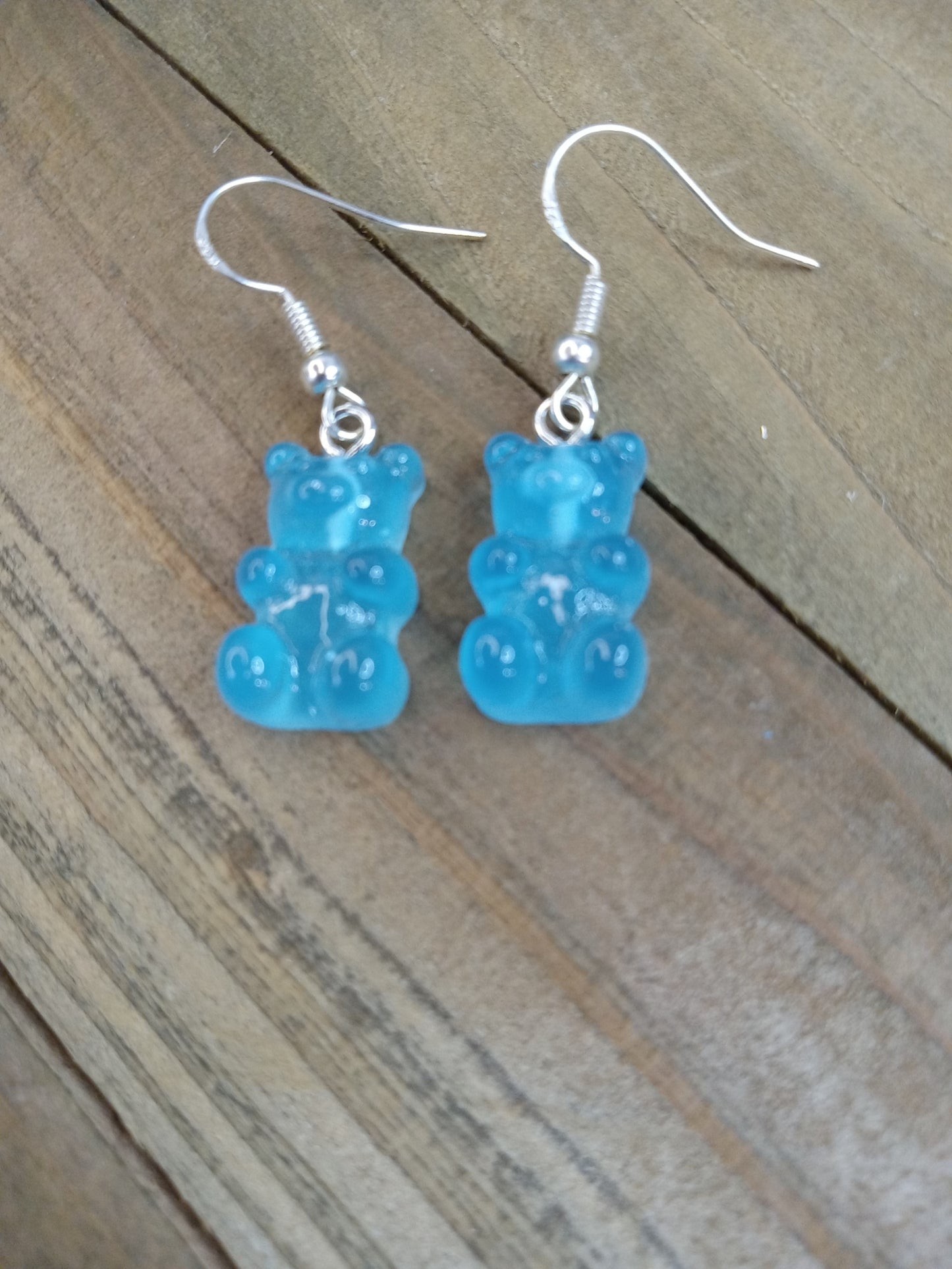 Earrings - Candy Bears - Glitter Aqua Blue