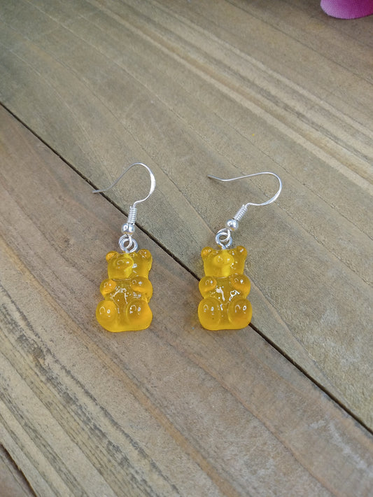 Earrings - Candy Bears - Glitter Orange