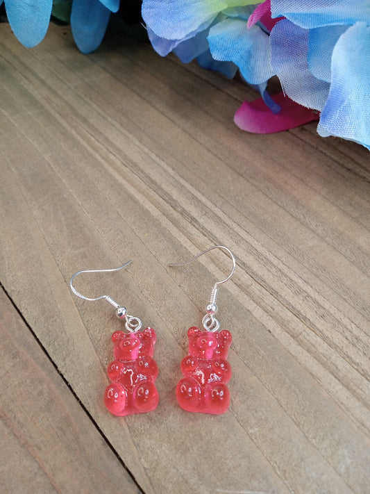 Earrings - Candy Bears - Glitter Pink