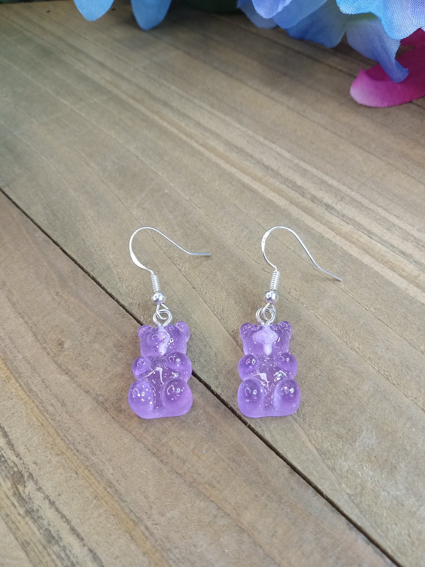 Earrings - Candy Bears - Glitter Purple