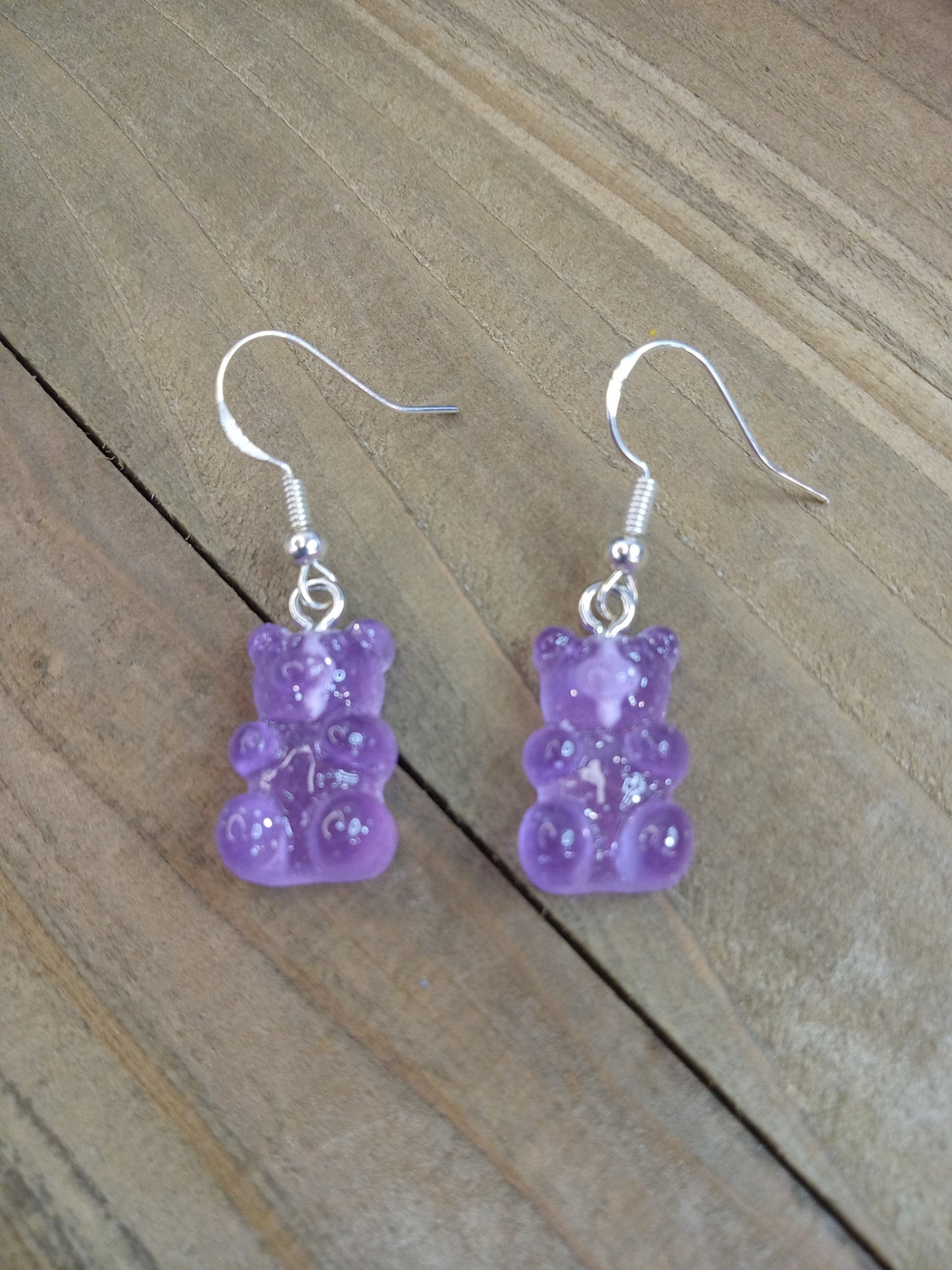 Earrings - Candy Bears - Glitter Purple