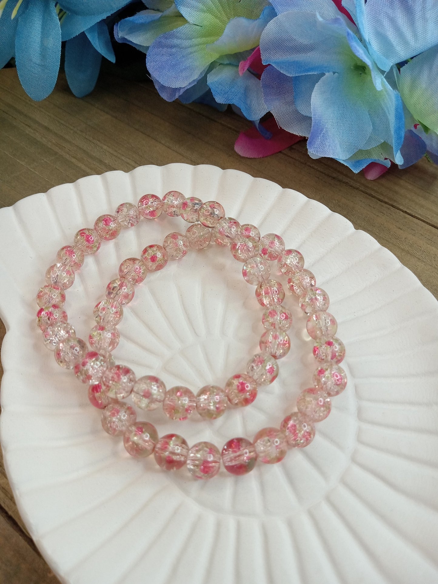 Glass Bead Bracelet - Pretty Pink