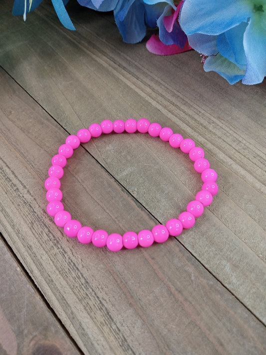 Glass Bead Bracelet - Hot Pink