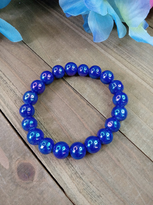 Glass Bead Bracelet - Blue AB Beads