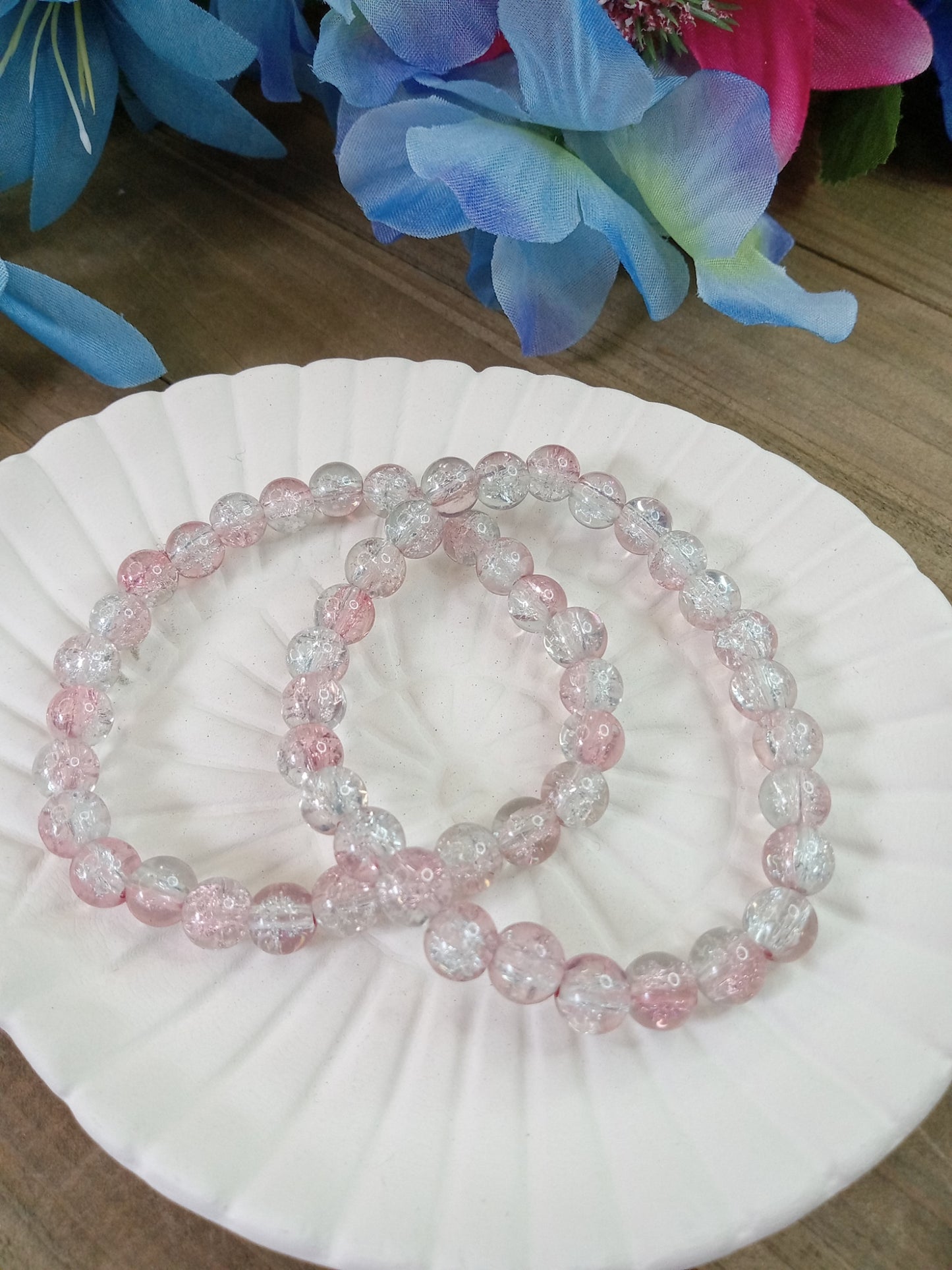 Glass Bead Bracelet - Pretty Pink 2