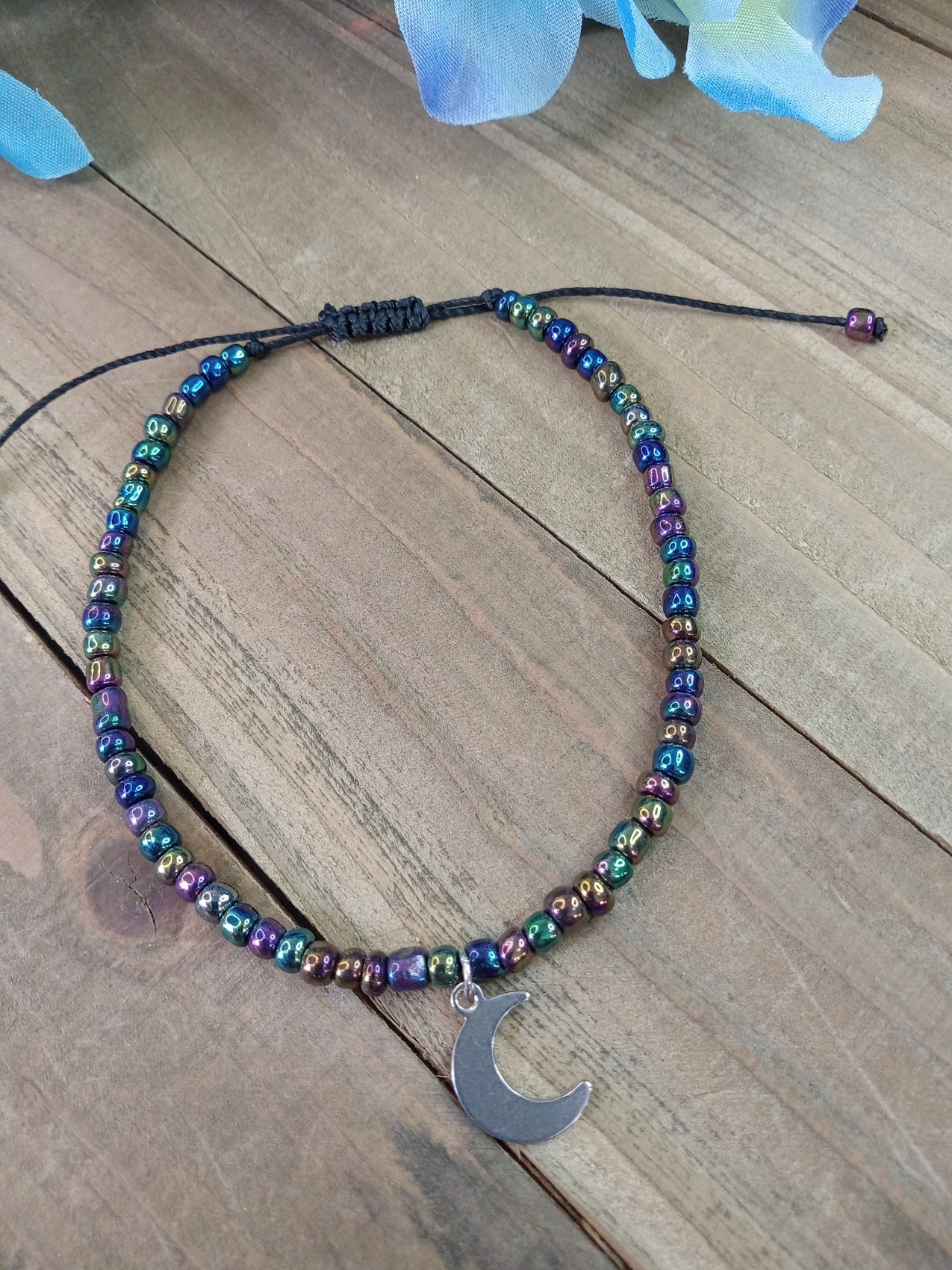 Anklet - Adjustable Seed Bead - Moon