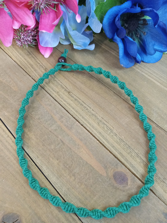 Spiral Hemp Necklace - Green