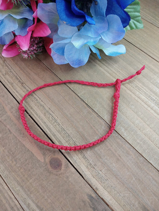 Classic Hemp Bracelet - Surfer Style - Red