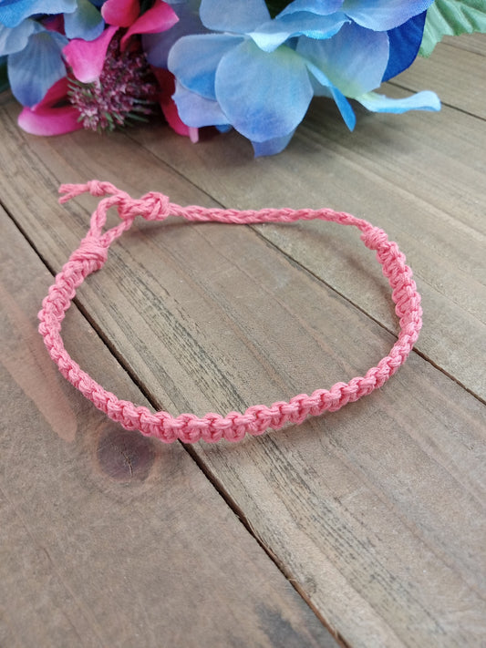 Classic Hemp Bracelet - Surfer Style - Coral