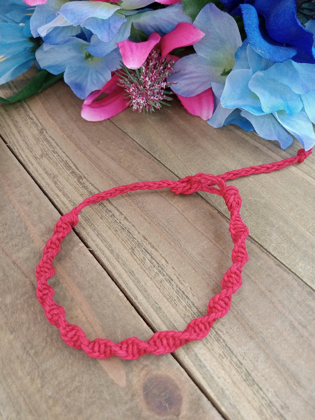 Spiral Hemp Bracelet - Surfer Style - Red