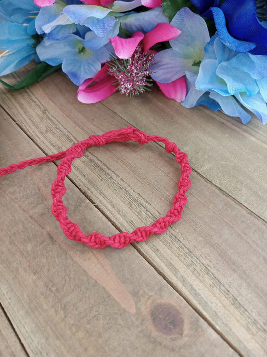 Spiral Hemp Bracelet - Surfer Style - Red