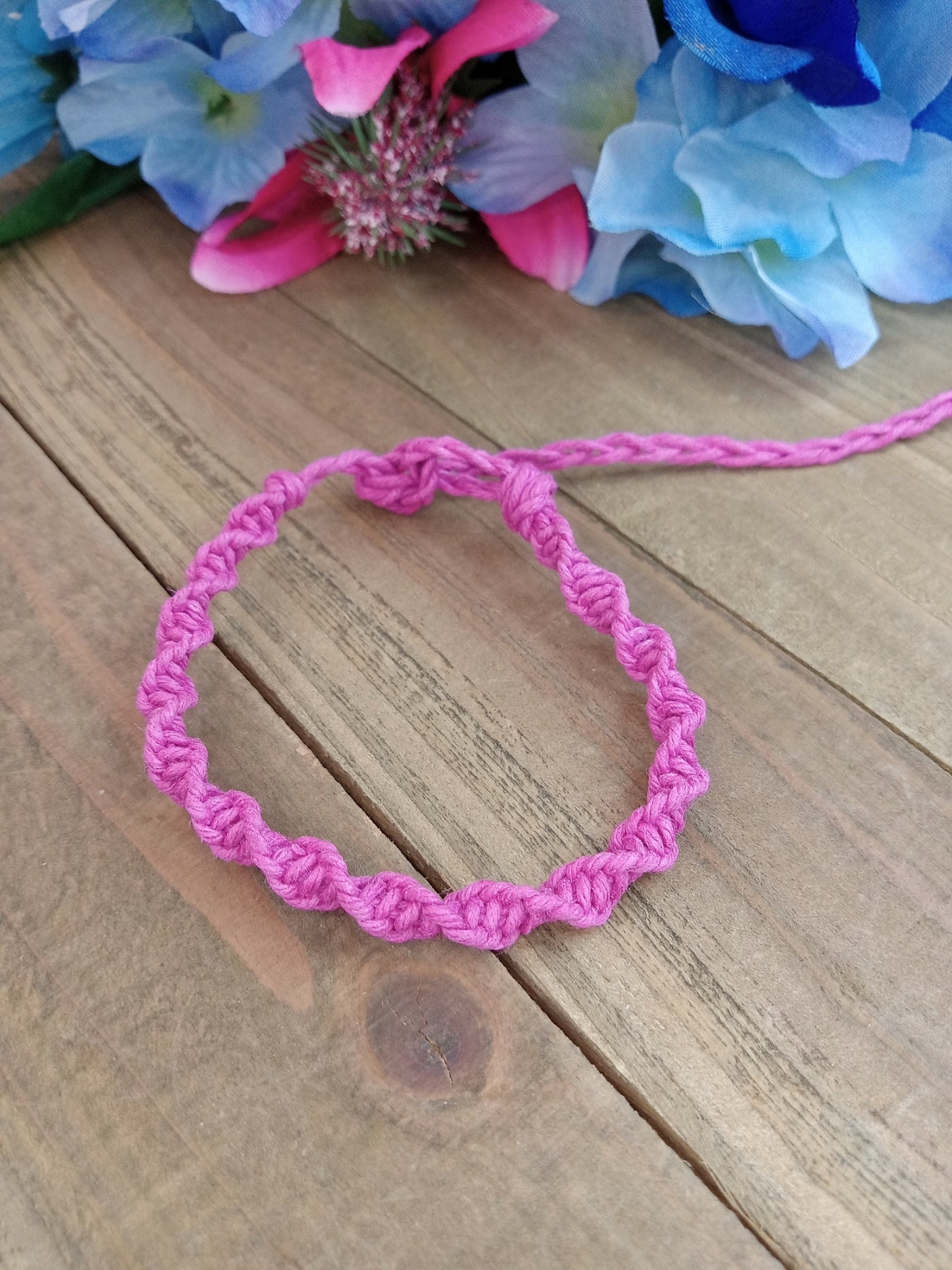 Spiral Hemp Bracelet - Surfer Style - Pink