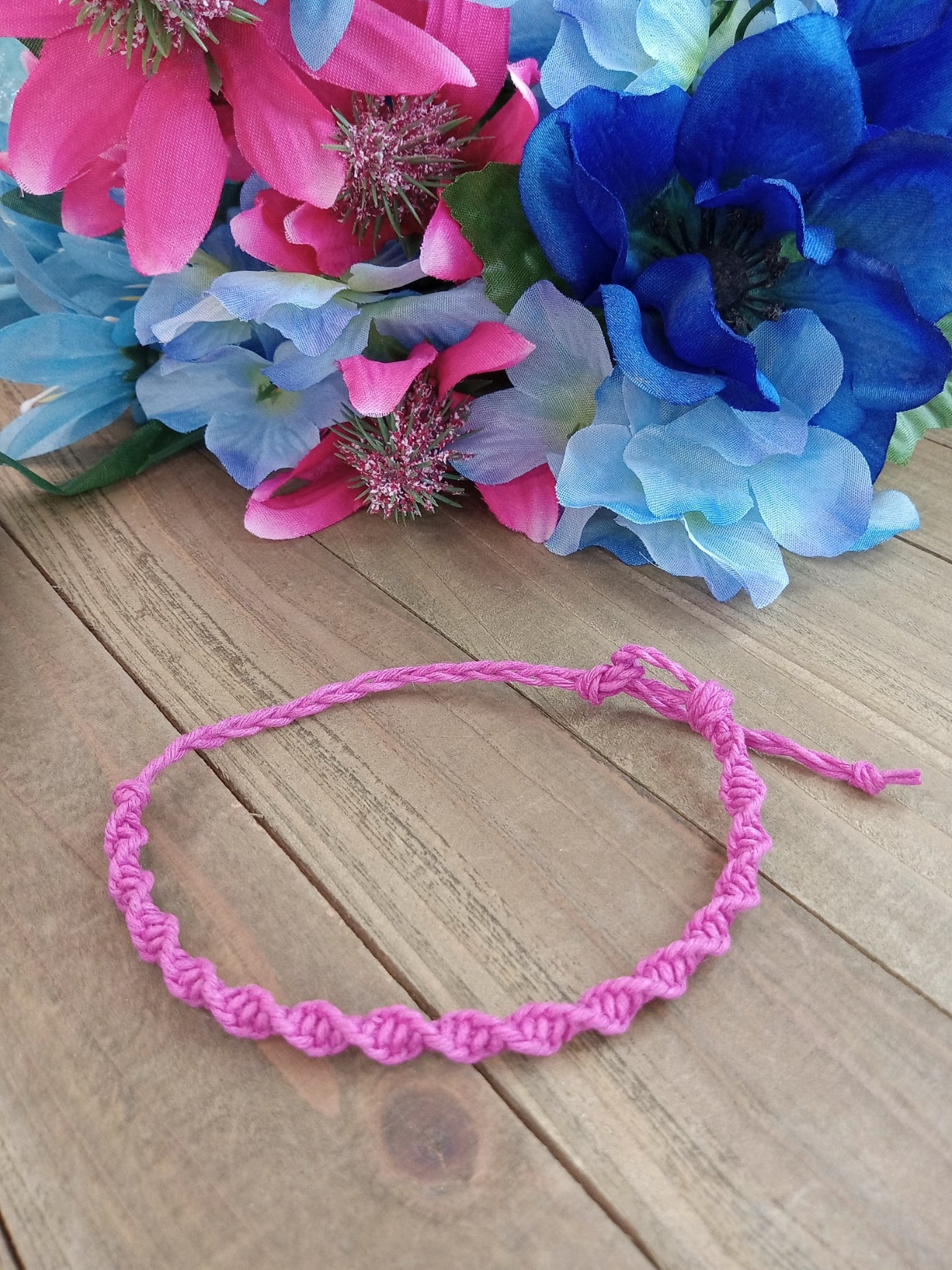 Spiral Hemp Bracelet - Surfer Style - Pink