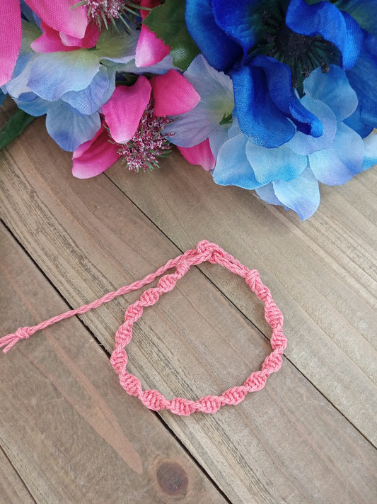 Spiral Hemp Bracelet - Surfer Style - Coral