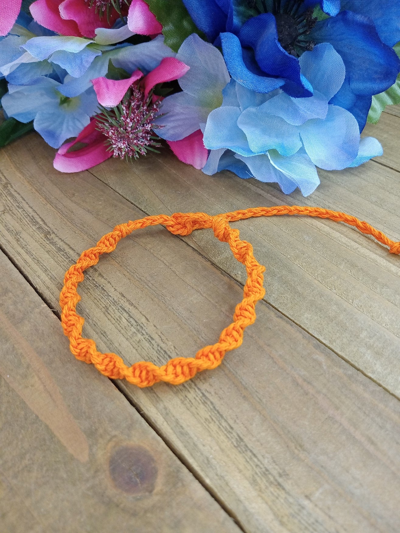 Spiral Hemp Bracelet - Surfer Style - Orange