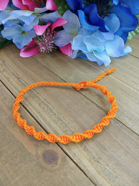 Spiral Hemp Bracelet - Surfer Style - Orange