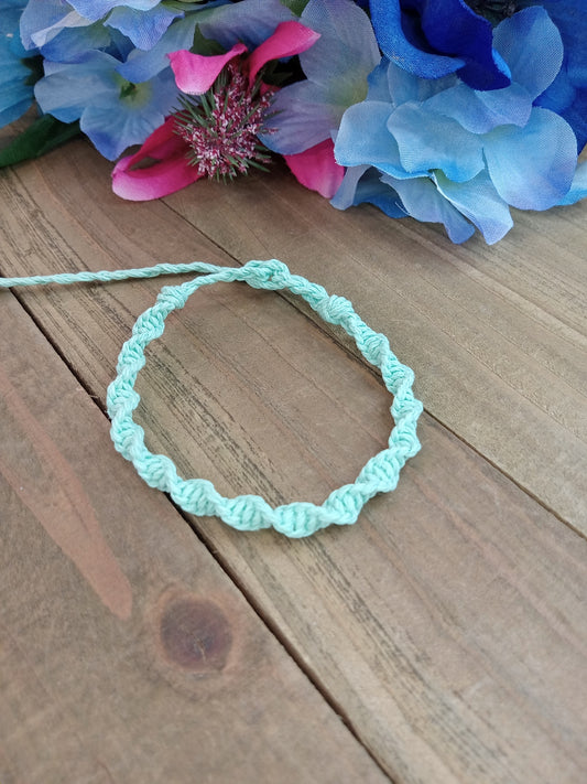 Spiral Hemp Bracelet - Surfer Style - Seafoam