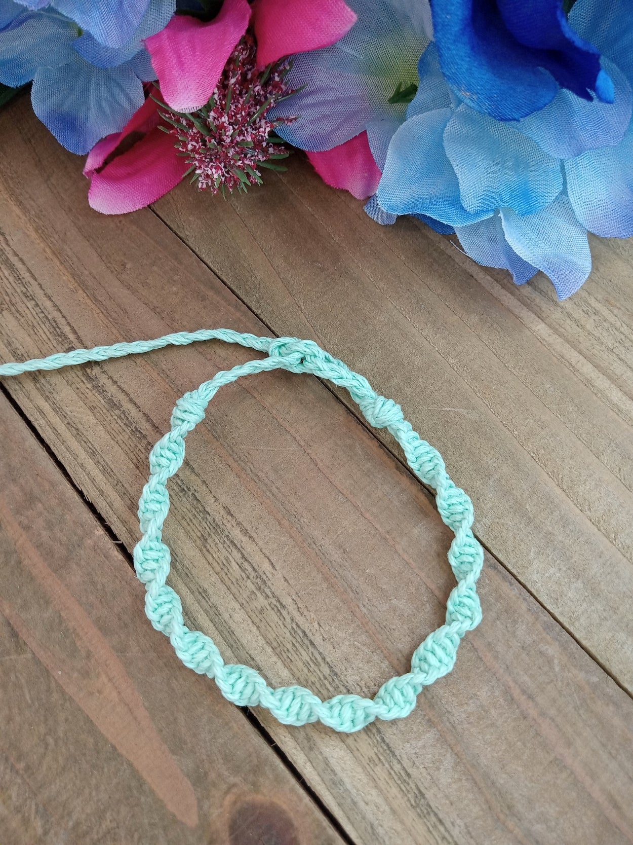 Spiral Hemp Bracelet - Surfer Style - Seafoam