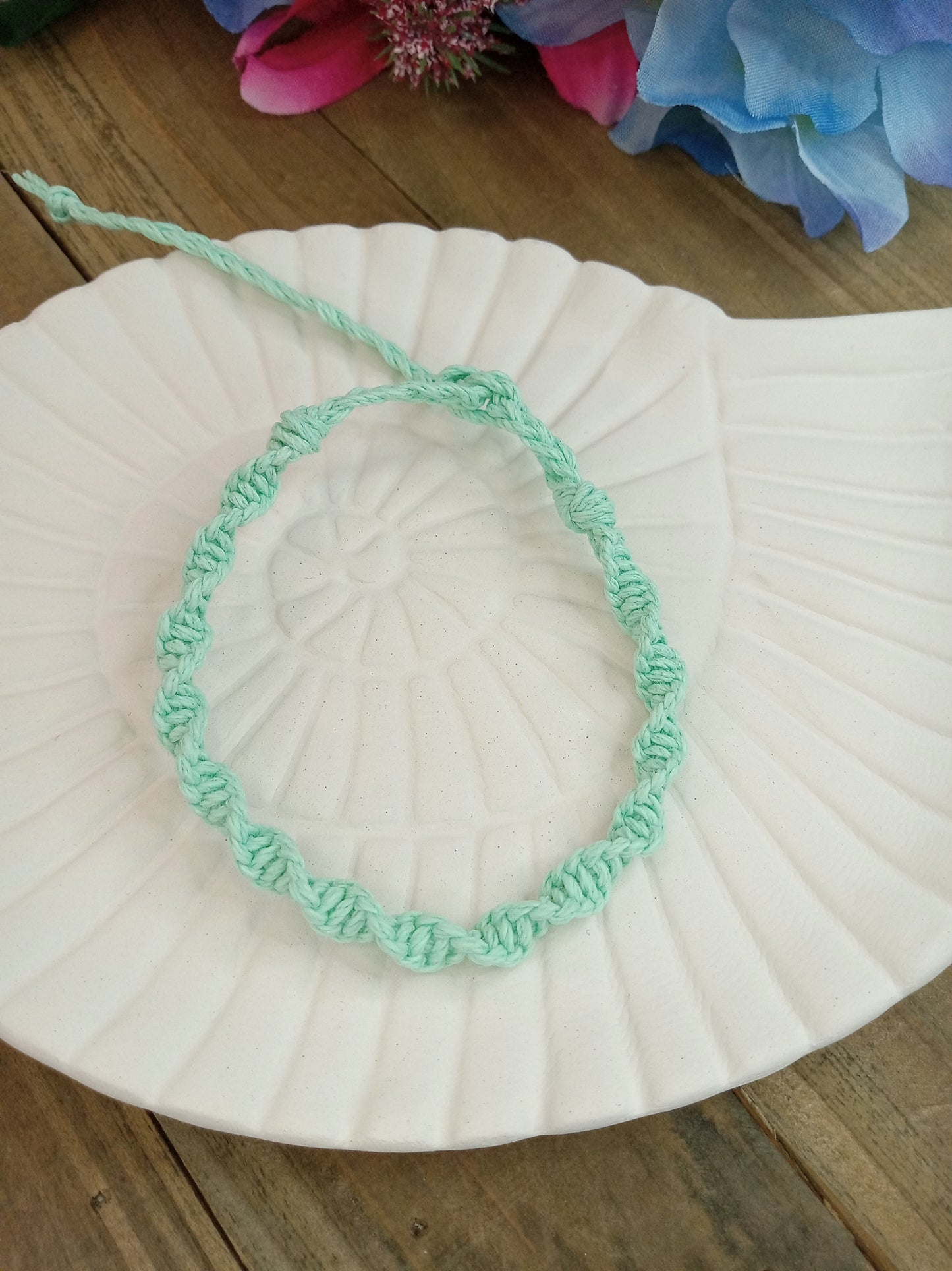 Spiral Hemp Bracelet - Surfer Style - Seafoam