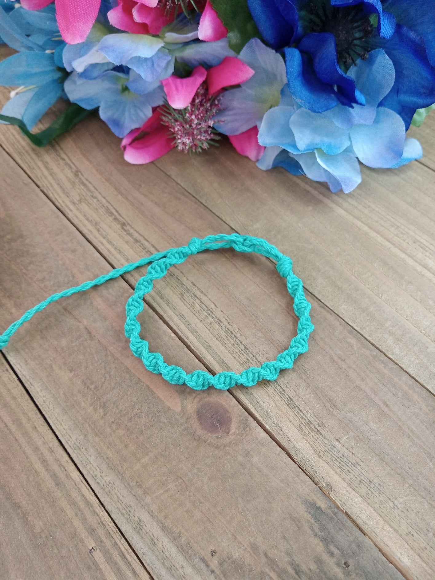 Spiral Hemp Bracelet - Surfer Style - Teal