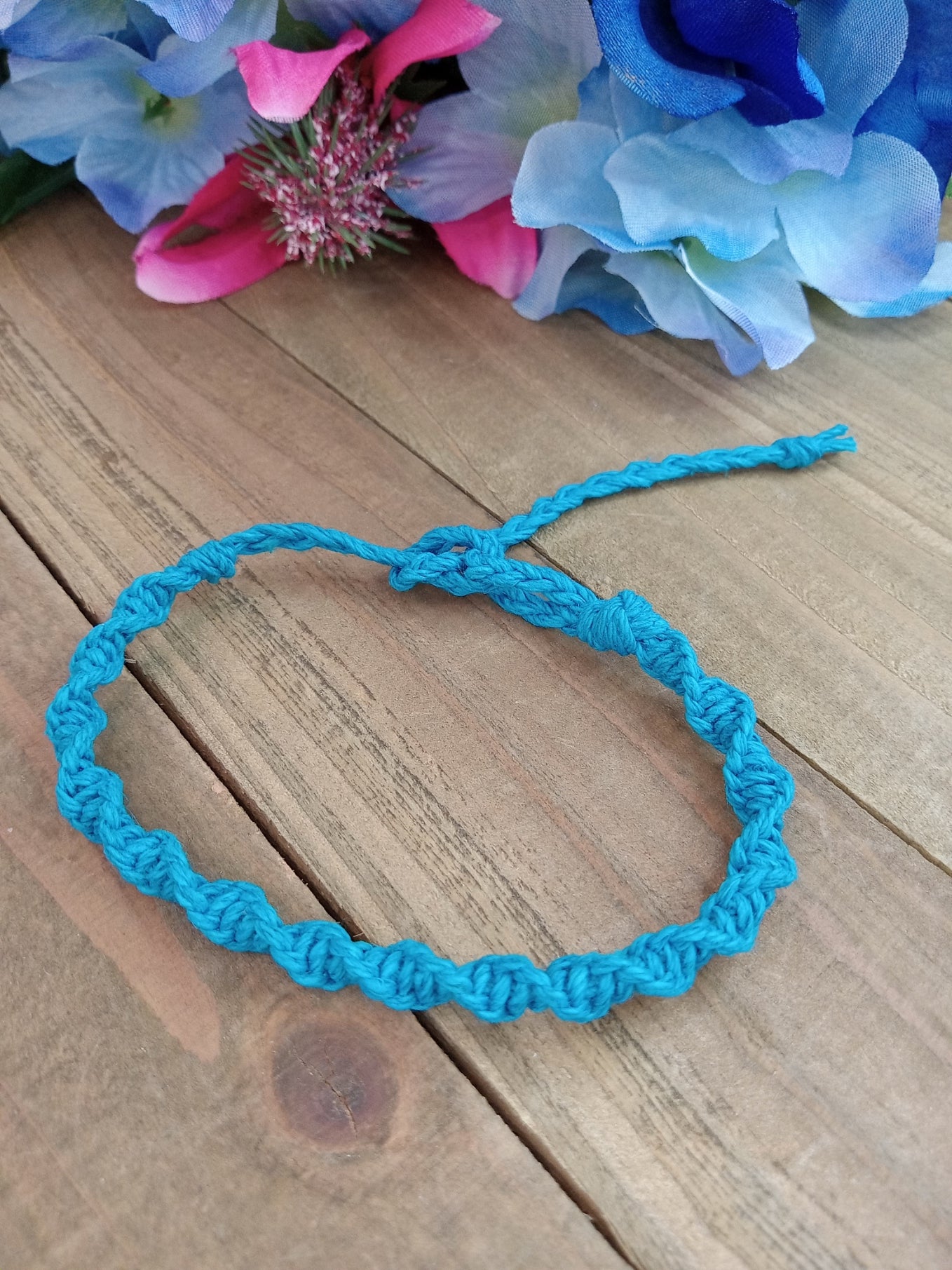 Spiral Hemp Bracelet - Surfer Style - Turquoise