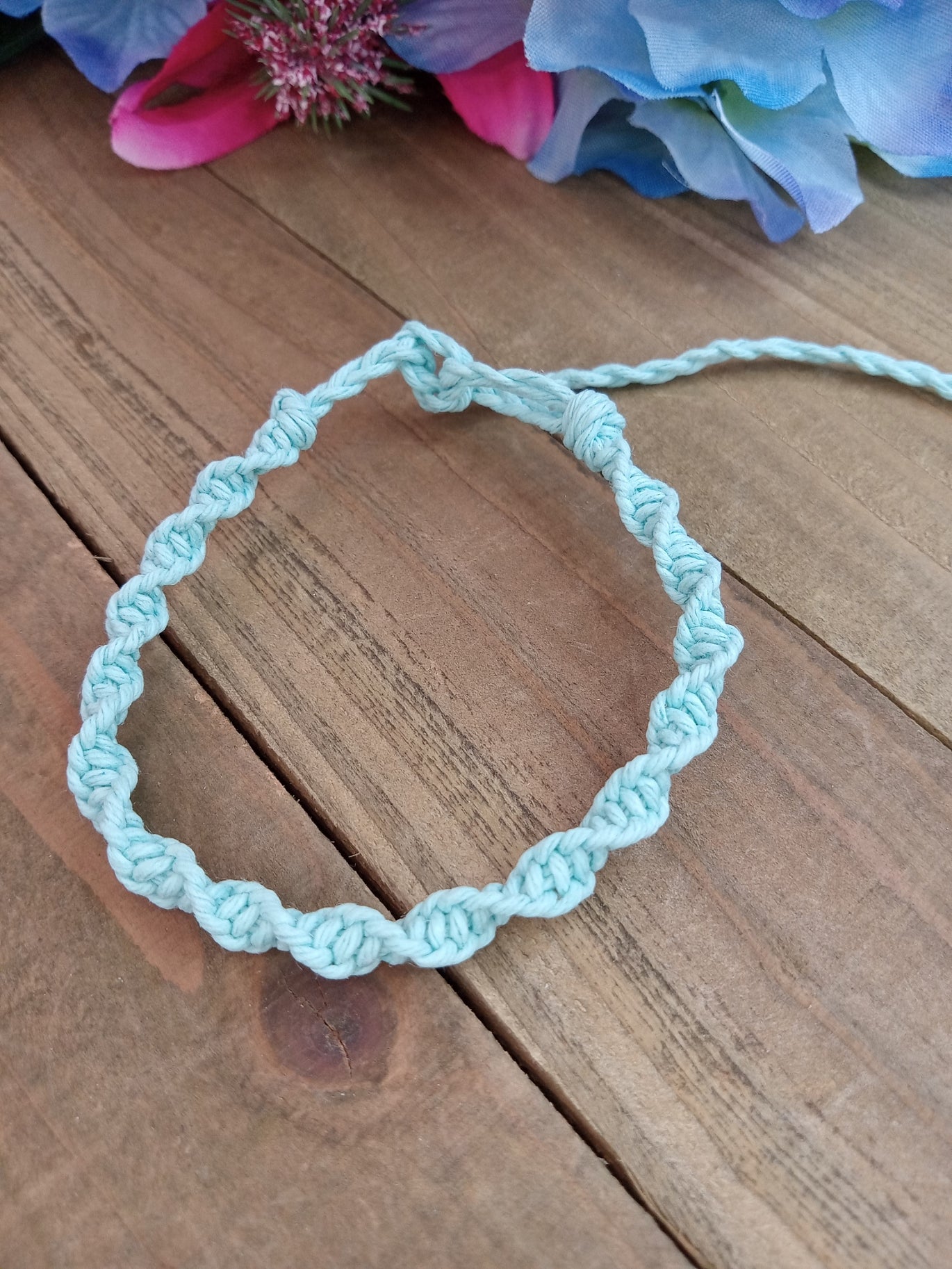 Spiral Hemp Bracelet - Surfer Style - Light Blue