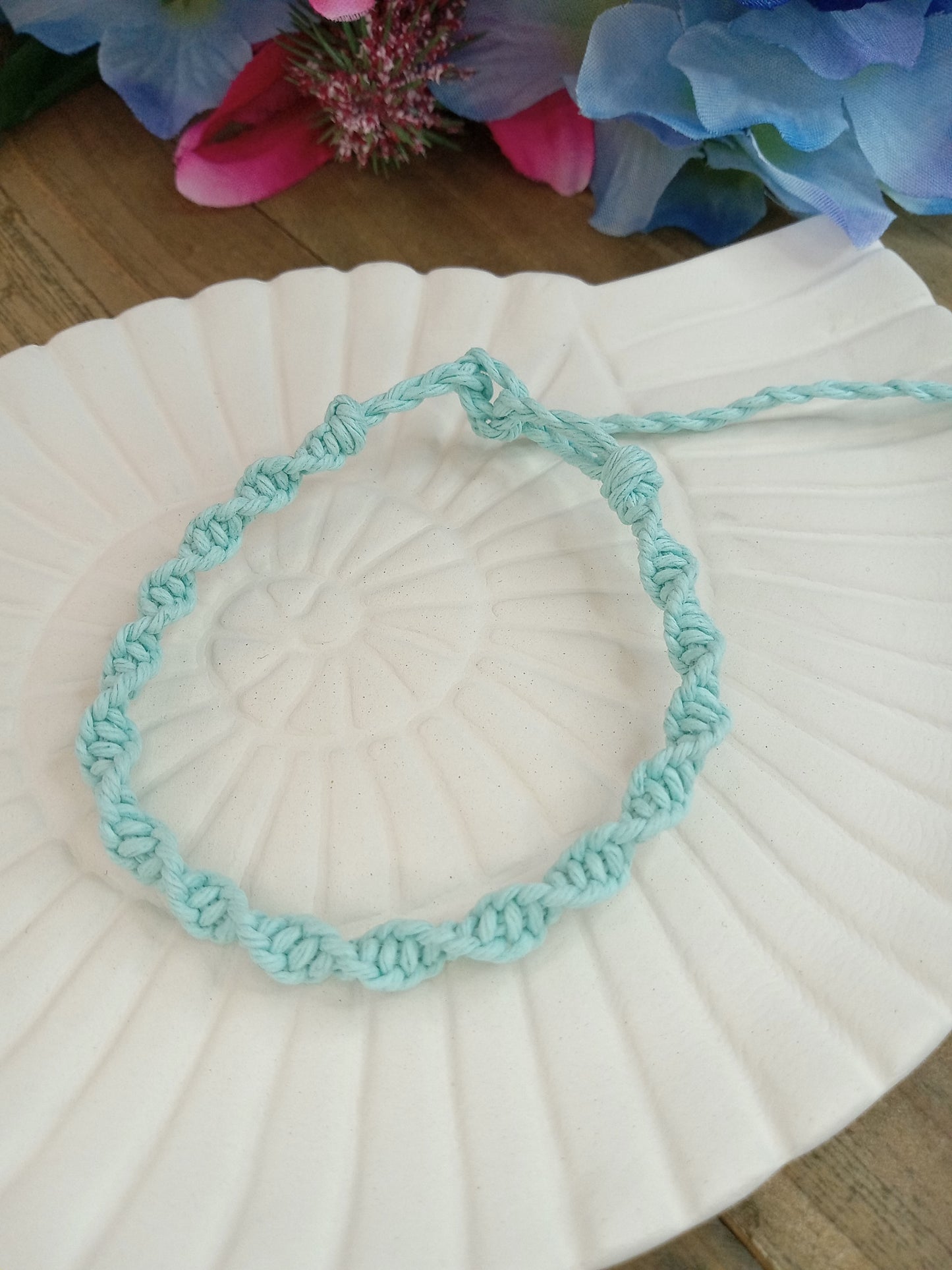 Spiral Hemp Bracelet - Surfer Style - Light Blue