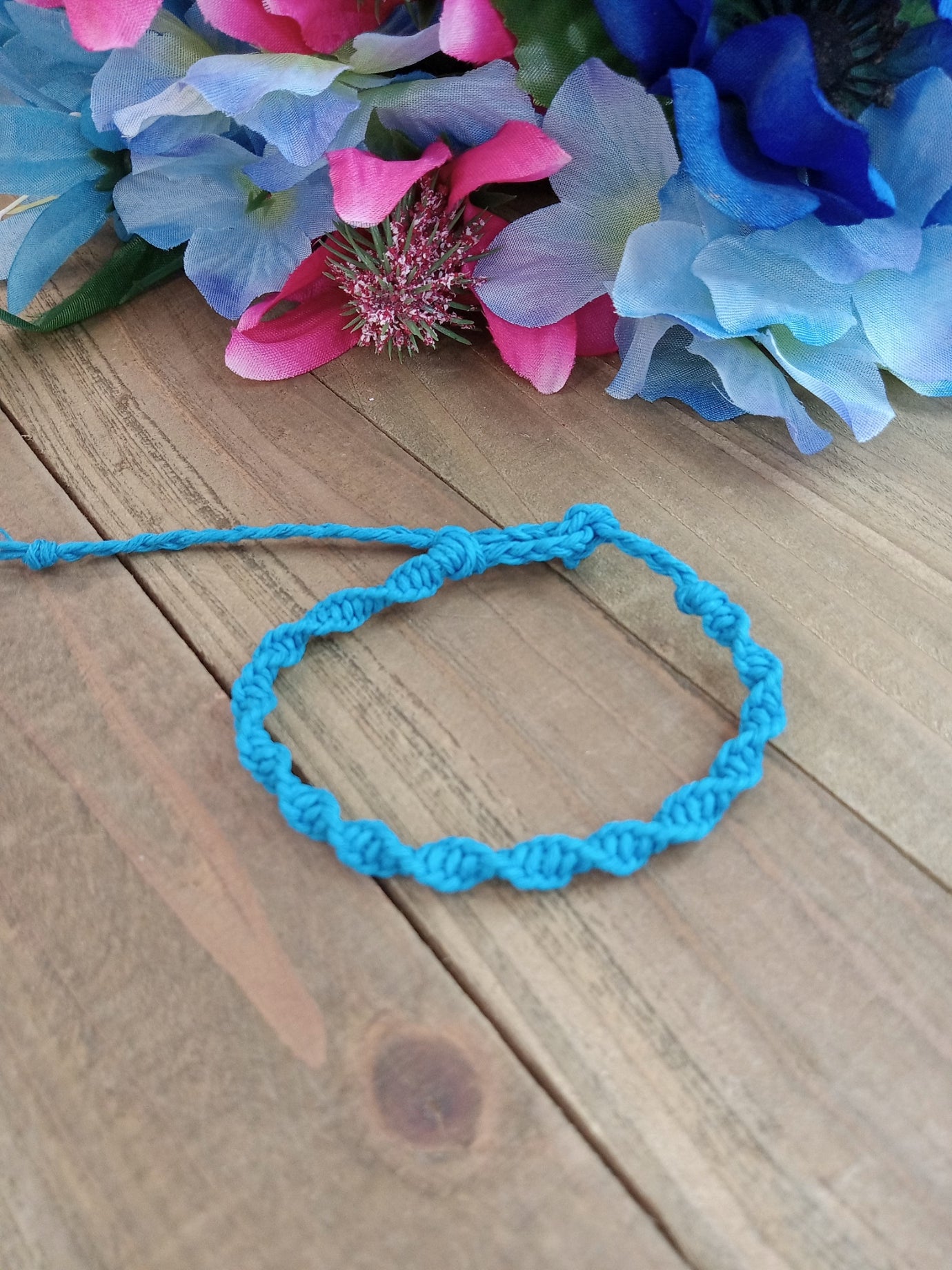 Spiral Hemp Bracelet - Surfer Style - Turquoise