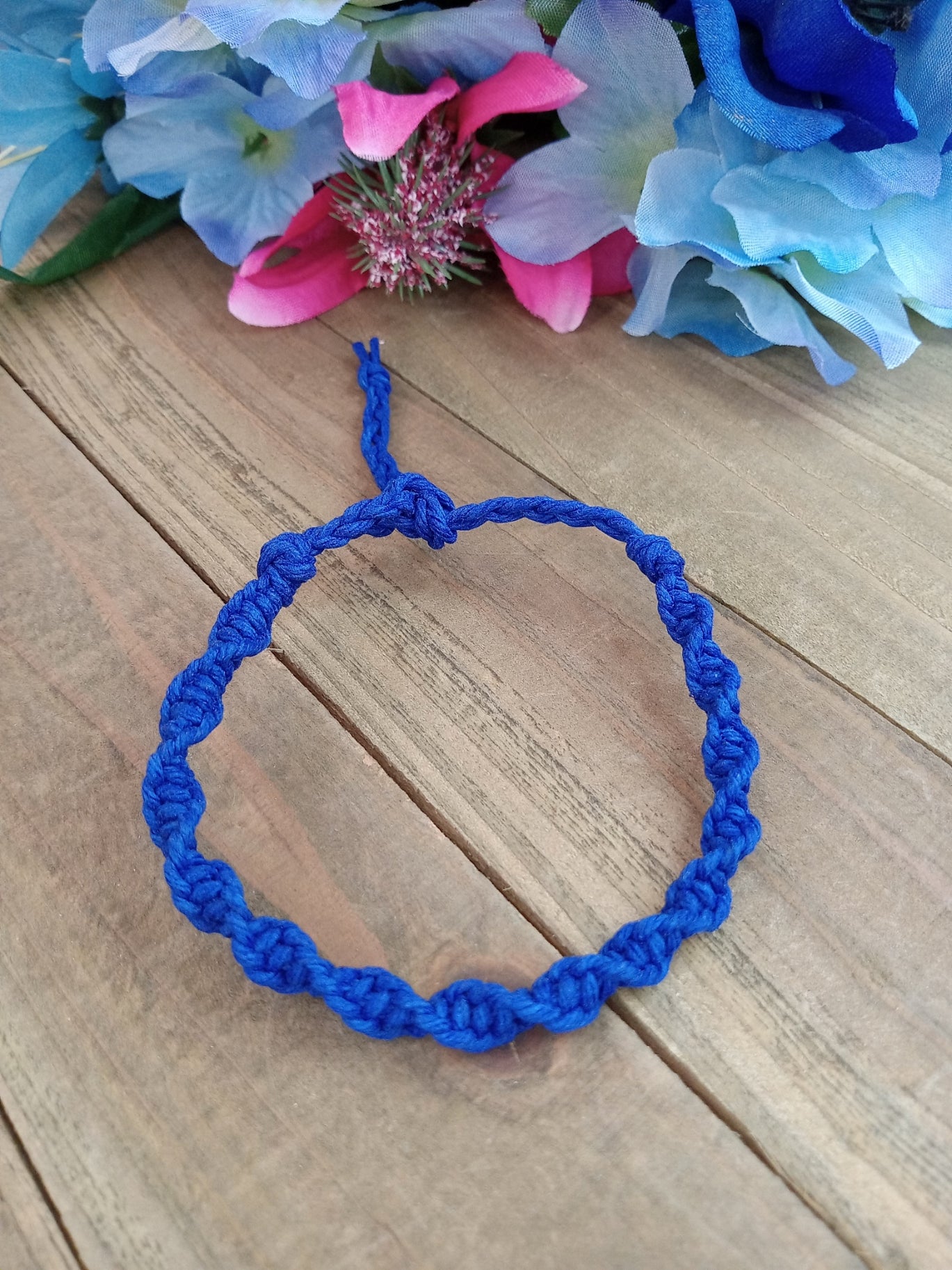 Spiral Hemp Bracelet - Surfer Style - Blue