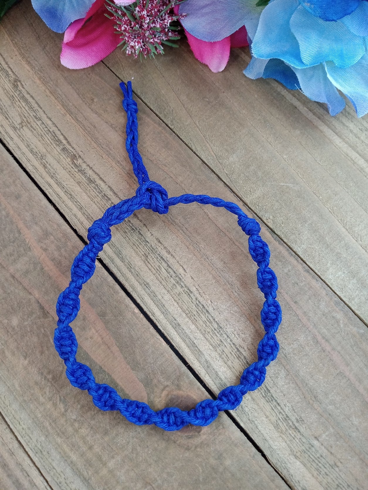 Spiral Hemp Bracelet - Surfer Style - Blue