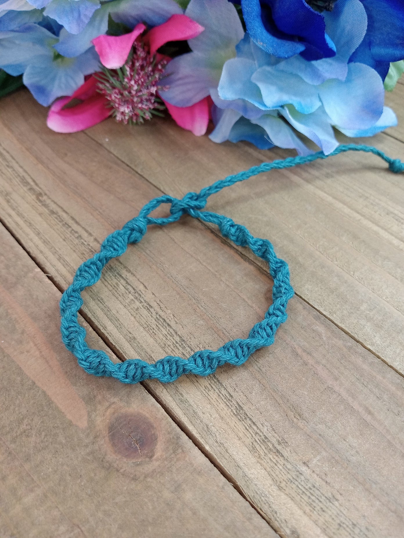 Spiral Hemp Bracelet - Surfer Style - Aqua