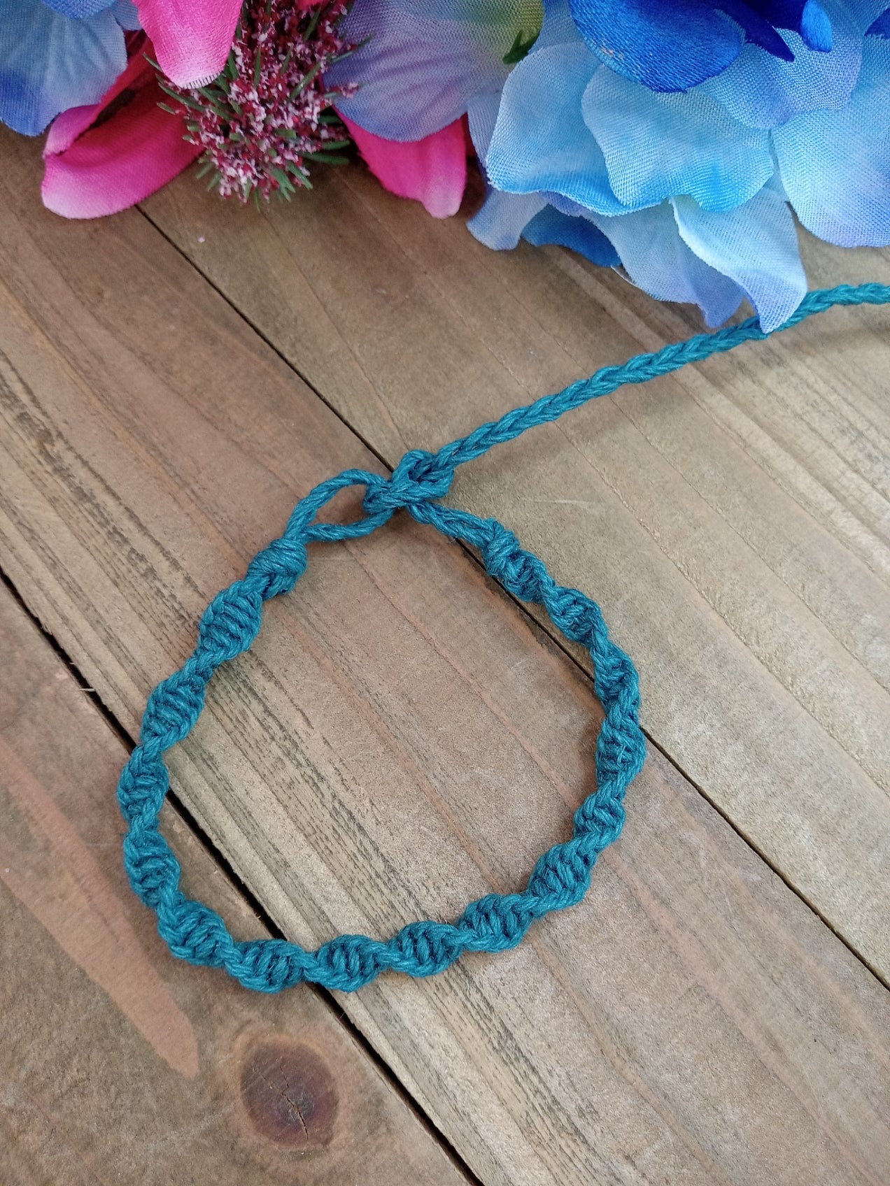 Spiral Hemp Bracelet - Surfer Style - Aqua