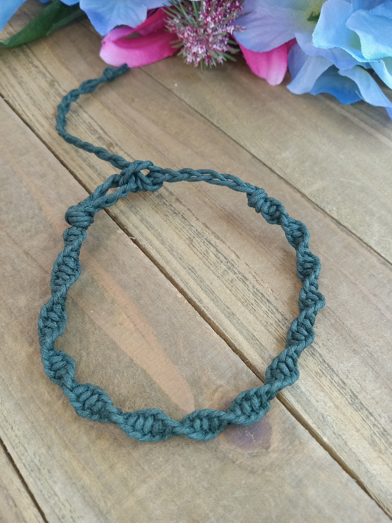 Spiral Hemp Bracelet - Surfer Style - Hunter