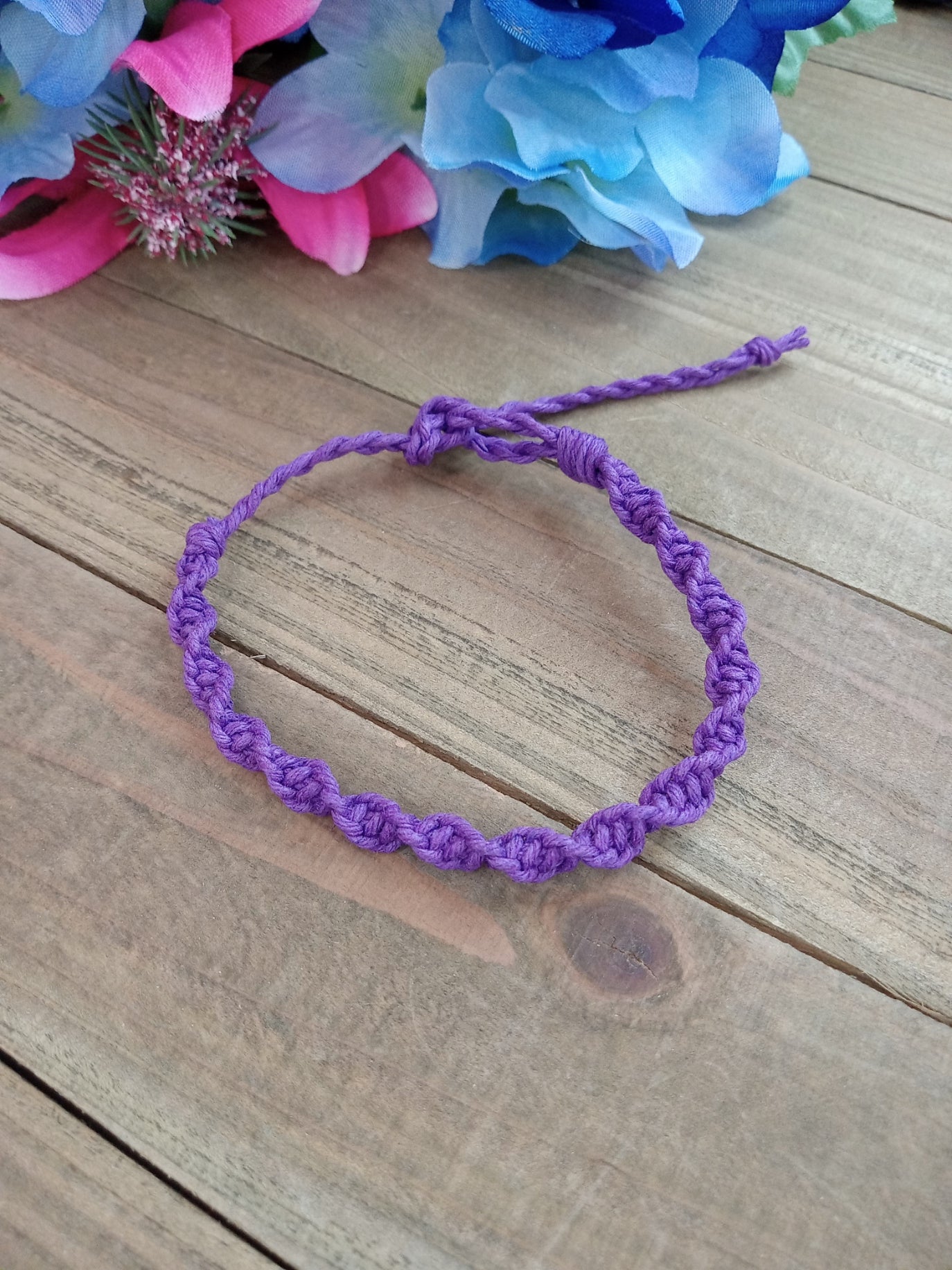 Spiral Hemp Bracelet - Surfer Style - Purple