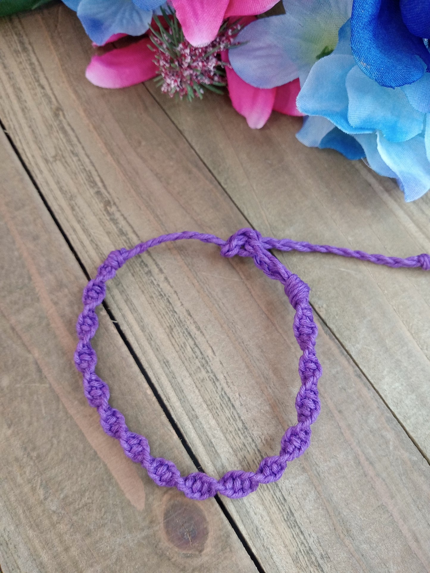 Spiral Hemp Bracelet - Surfer Style - Purple