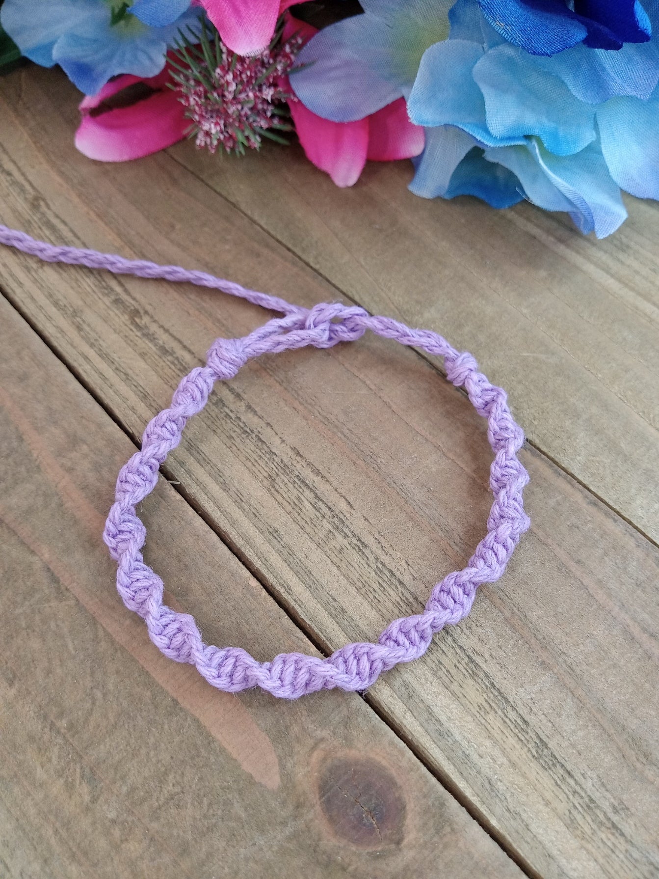 Spiral Hemp Bracelet - Surfer Style - Lavender