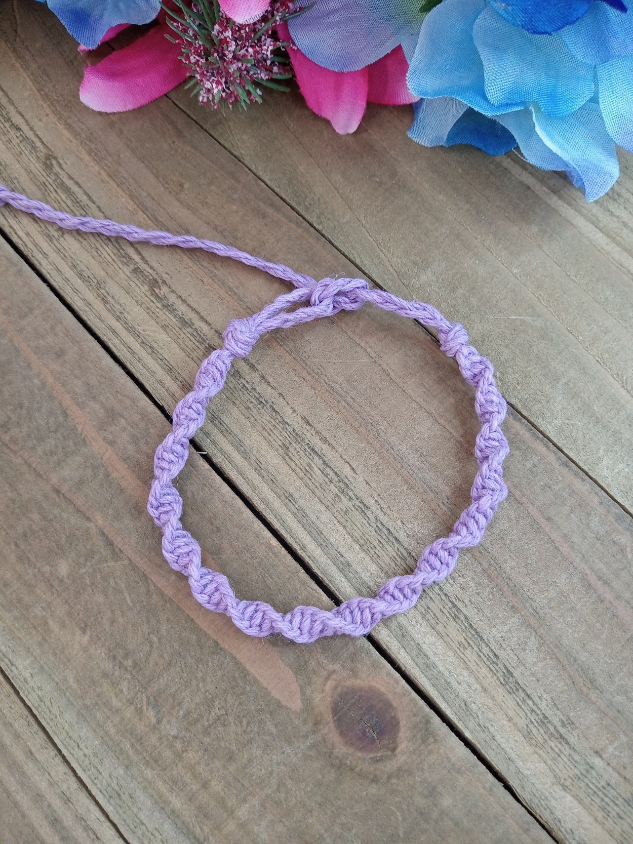 Spiral Hemp Bracelet - Surfer Style - Lavender