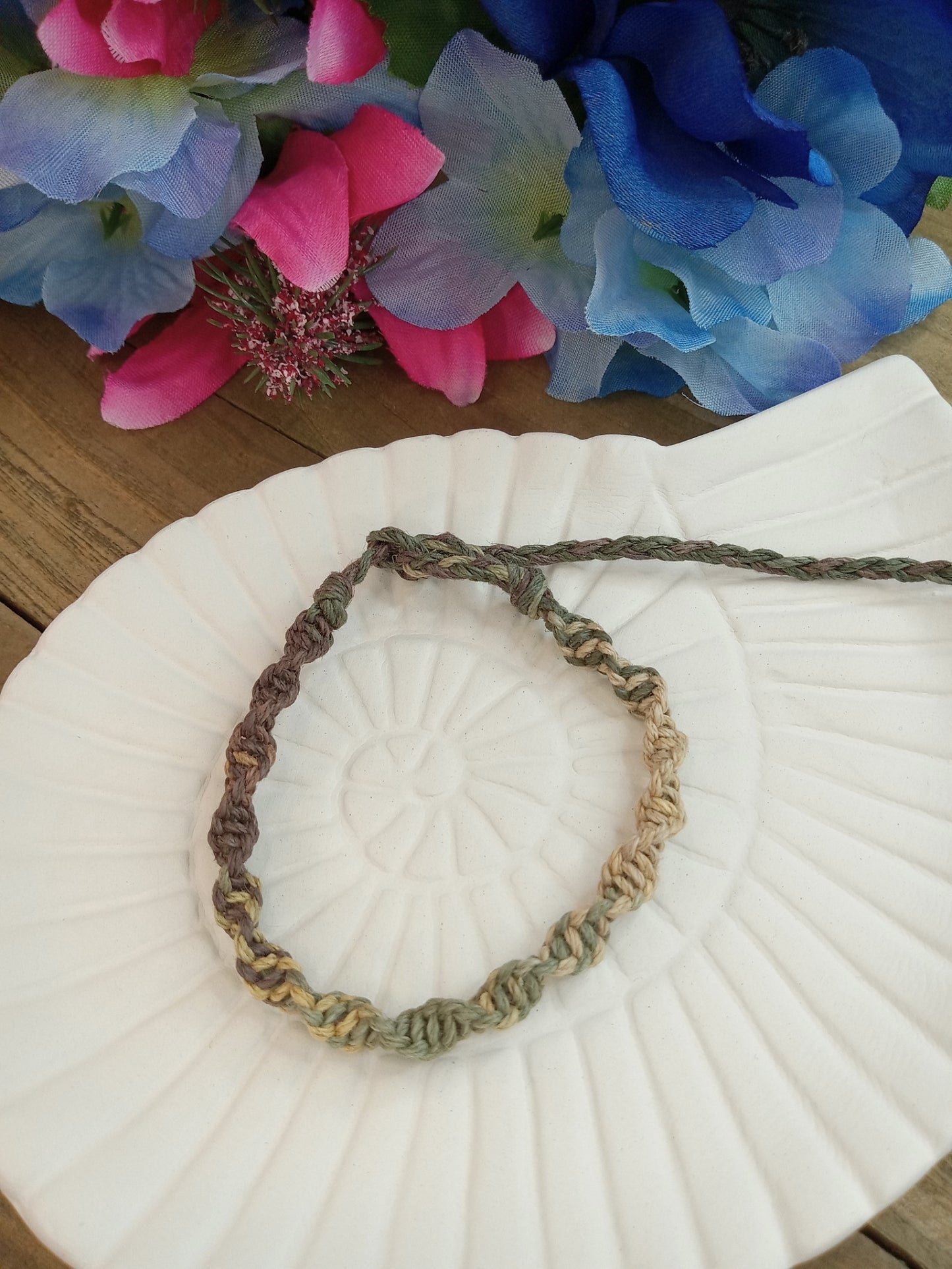 Spiral Hemp Bracelet - Surfer Style - Camo