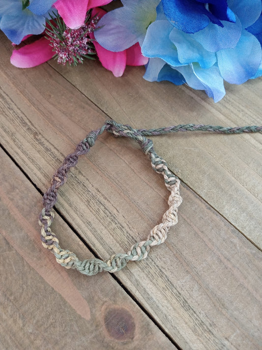 Spiral Hemp Bracelet - Surfer Style - Camo