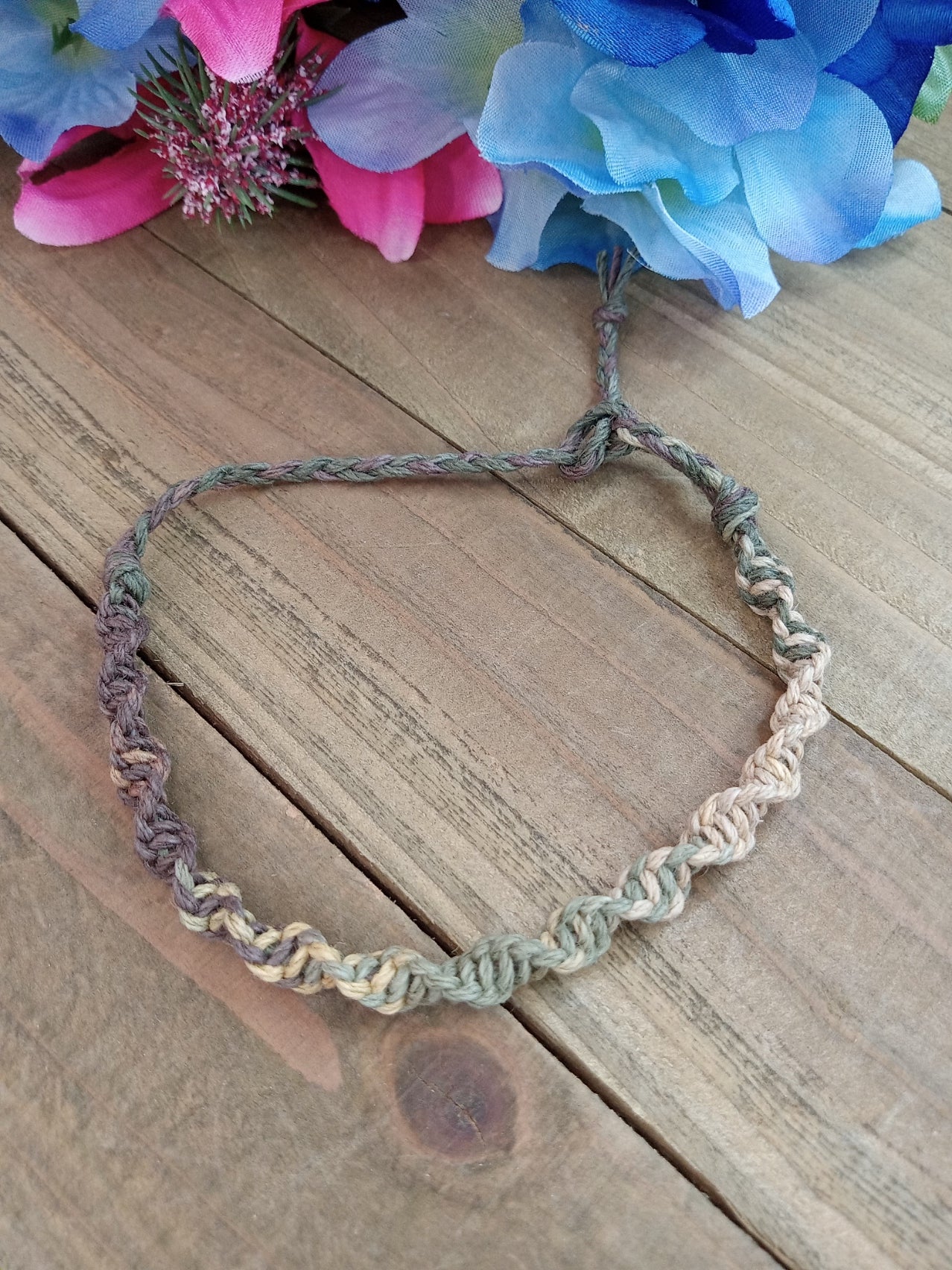 Spiral Hemp Bracelet - Surfer Style - Camo