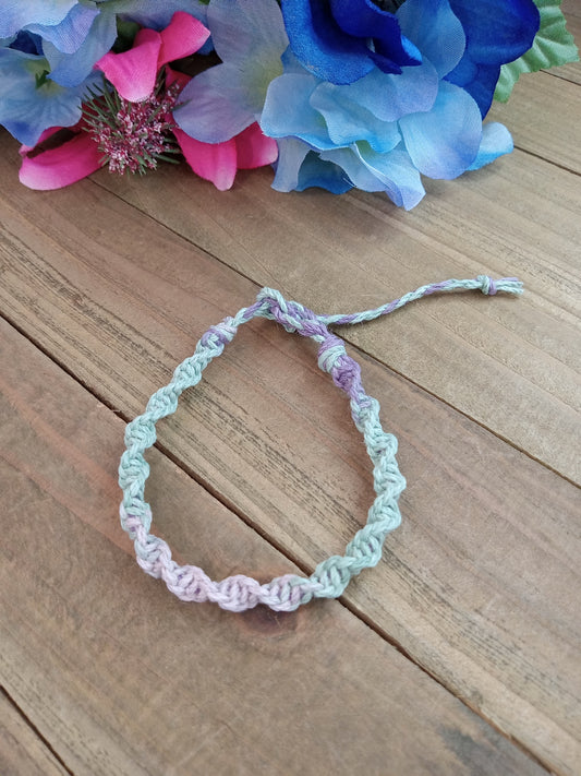 Spiral Hemp Bracelet - Surfer Style - Pastel