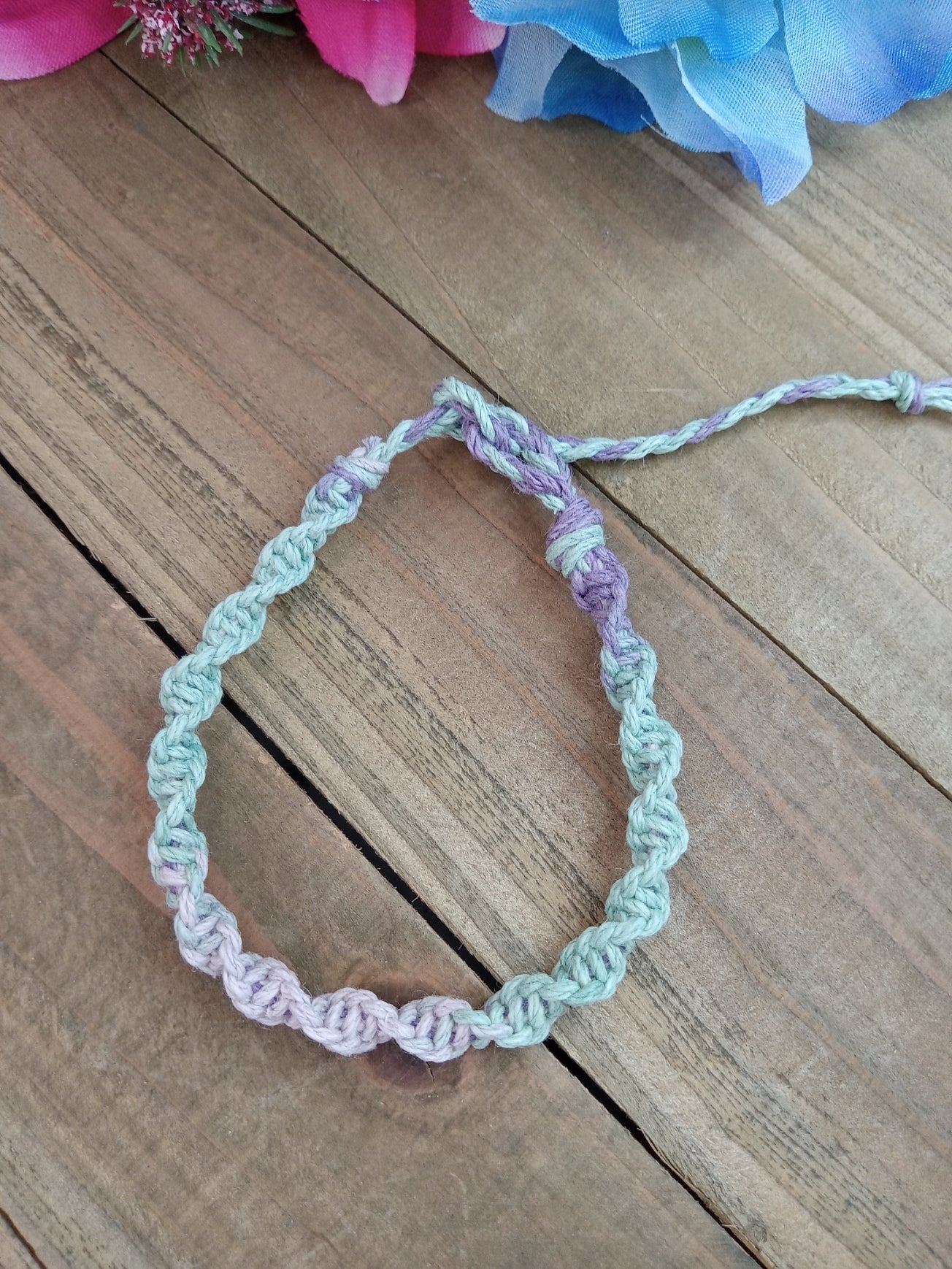 Spiral Hemp Bracelet - Surfer Style - Pastel