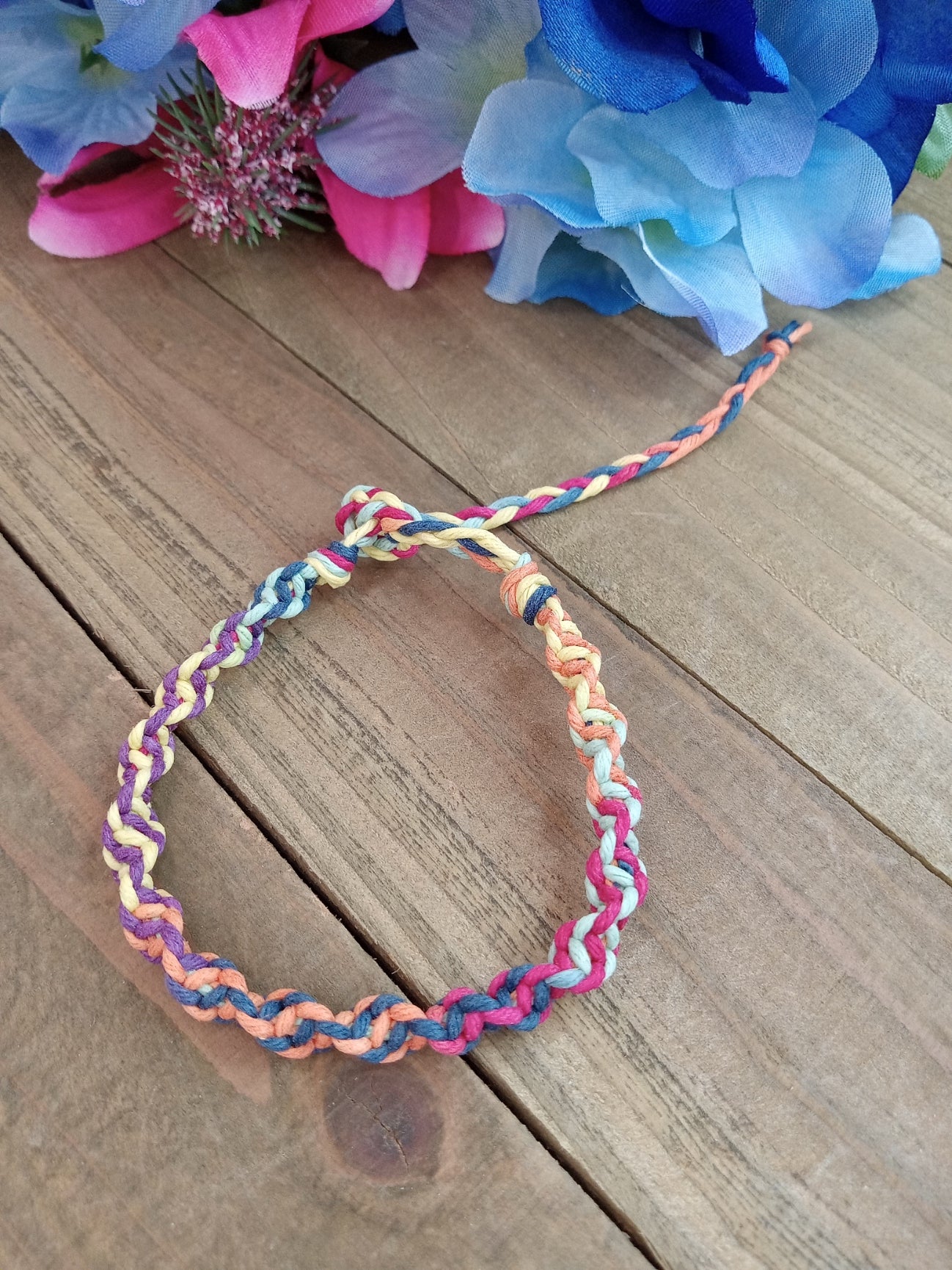 Spiral Hemp Bracelet - Surfer Style - Rainbow